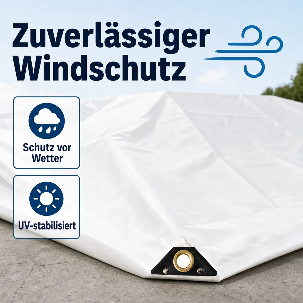 Abdeckplane 650g/m², PVC Plane 5x8m (40m²), weiß