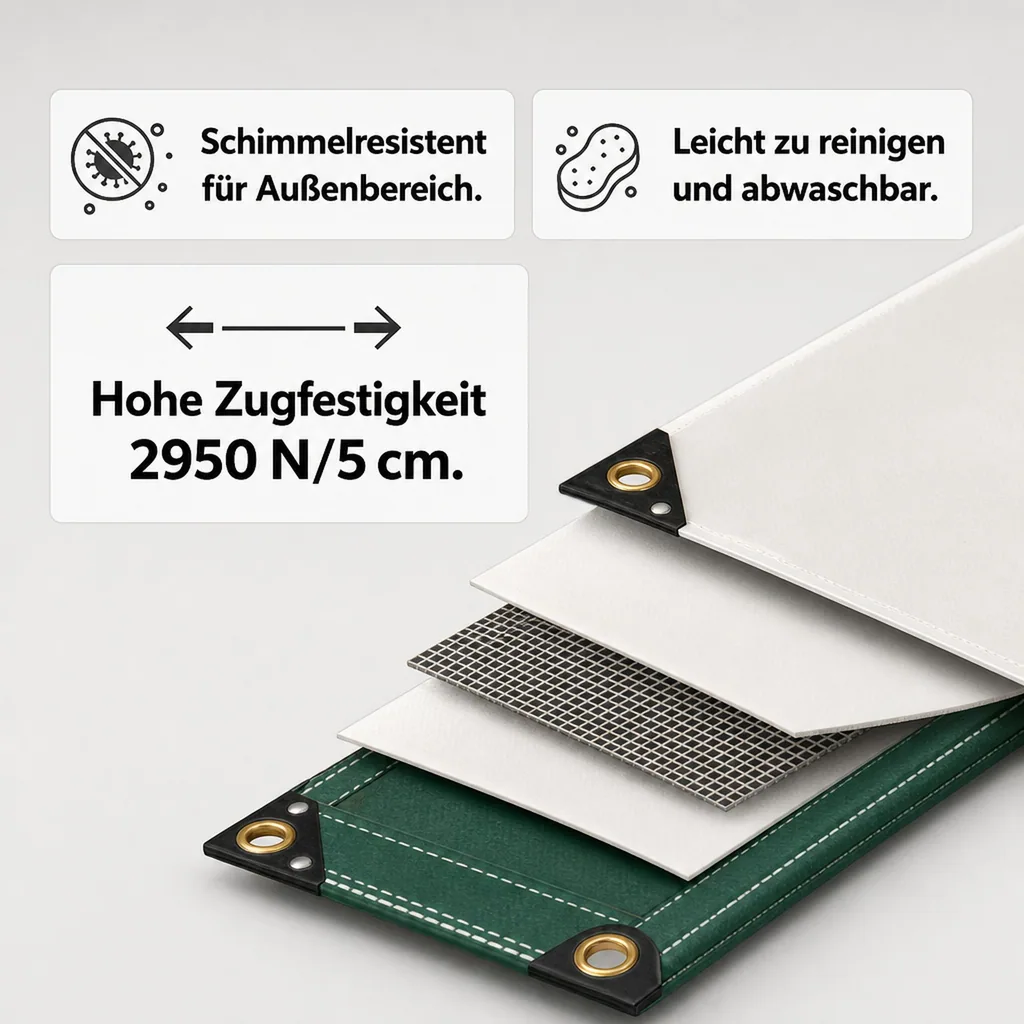 Abdeckplane 650g, PVC Plane 6x8m (48m²), weiß, Gewebeplane