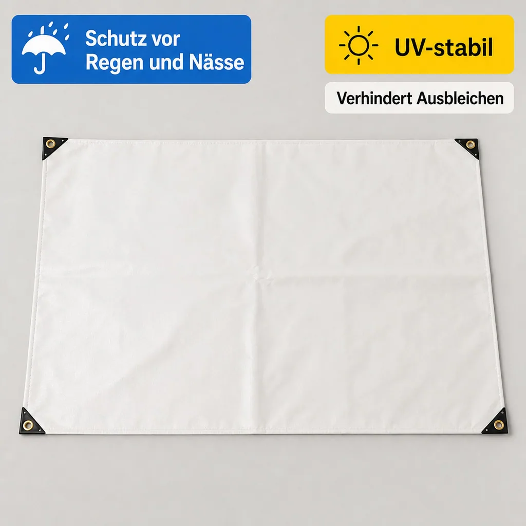 Abdeckplane, Gewebeplane 3x5m, 15m², PVC 650g/m², weiß, wasserdicht, reißfest