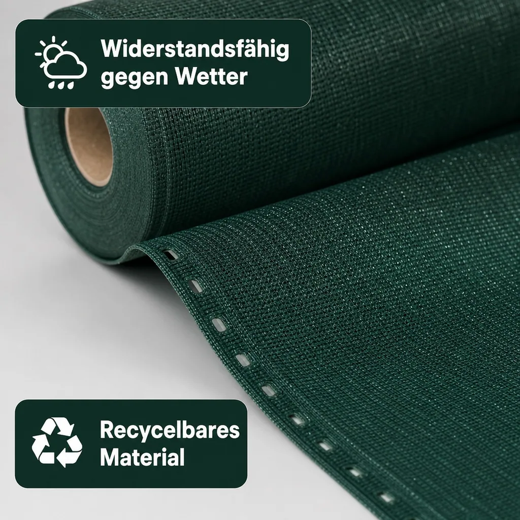 Sichtschutznetz, Windschutznetz 1 m x 25 m, Zaunblende, HDPE, grün