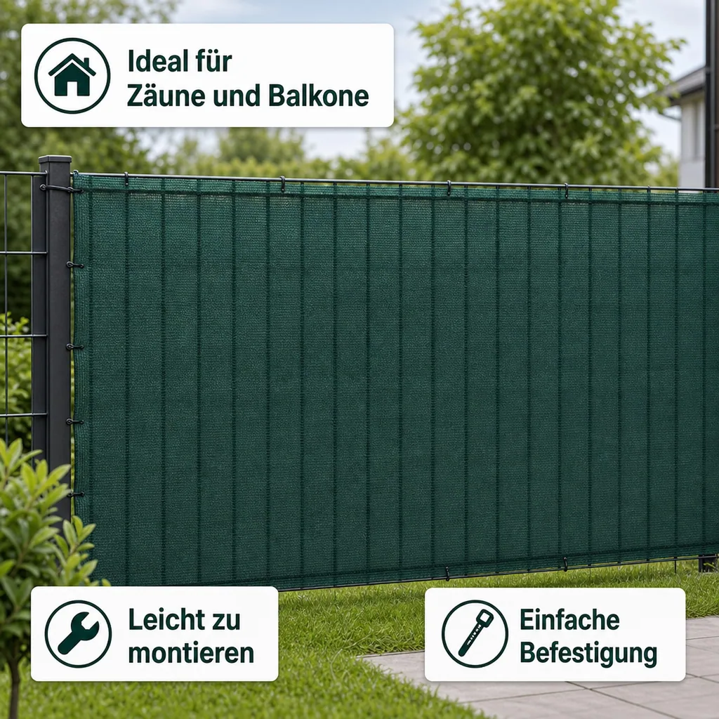 Sichtschutznetz, Windschutznetz 1,8m x 25m, HDPE Gewebe, grün