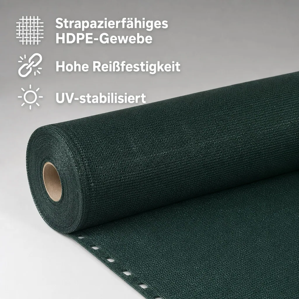 Sichtschutznetz, Windschutznetz 1,8m x 25m, HDPE Gewebe, grün