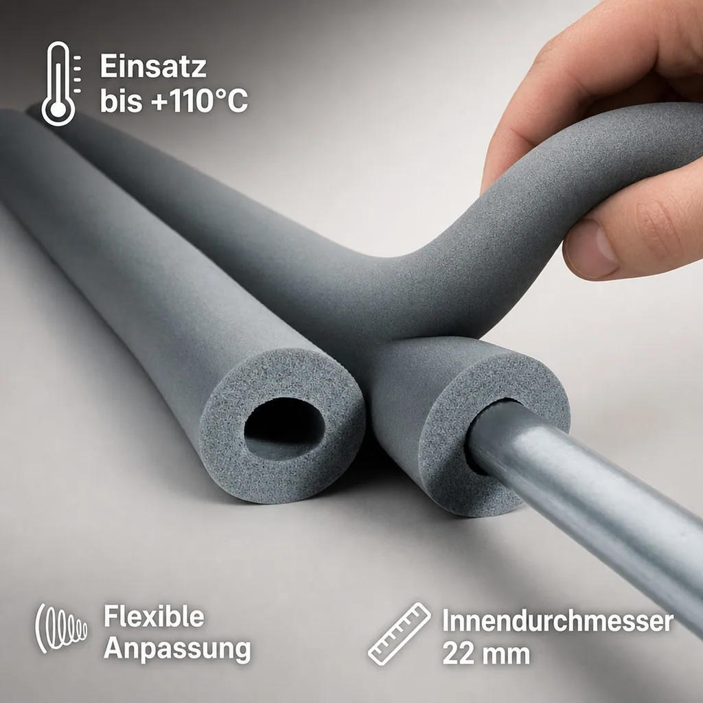 Rohrisolierung Kautschuk, 2m, Ø 22 mm, 20 mm Dämmung, GEG-konform, Isolierschlauch