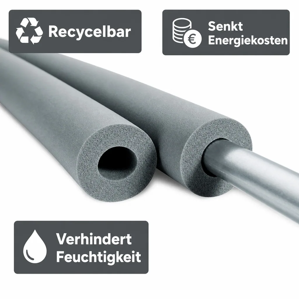 Rohrisolierung Kautschuk, 2m, Ø 22 mm, 20 mm Dämmung, GEG-konform, Isolierschlauch
