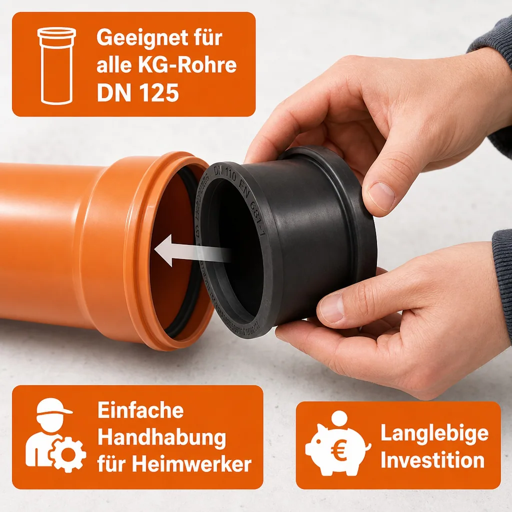 Anschlussdichtung DN 125, KG Rohr Dichtung, NBR