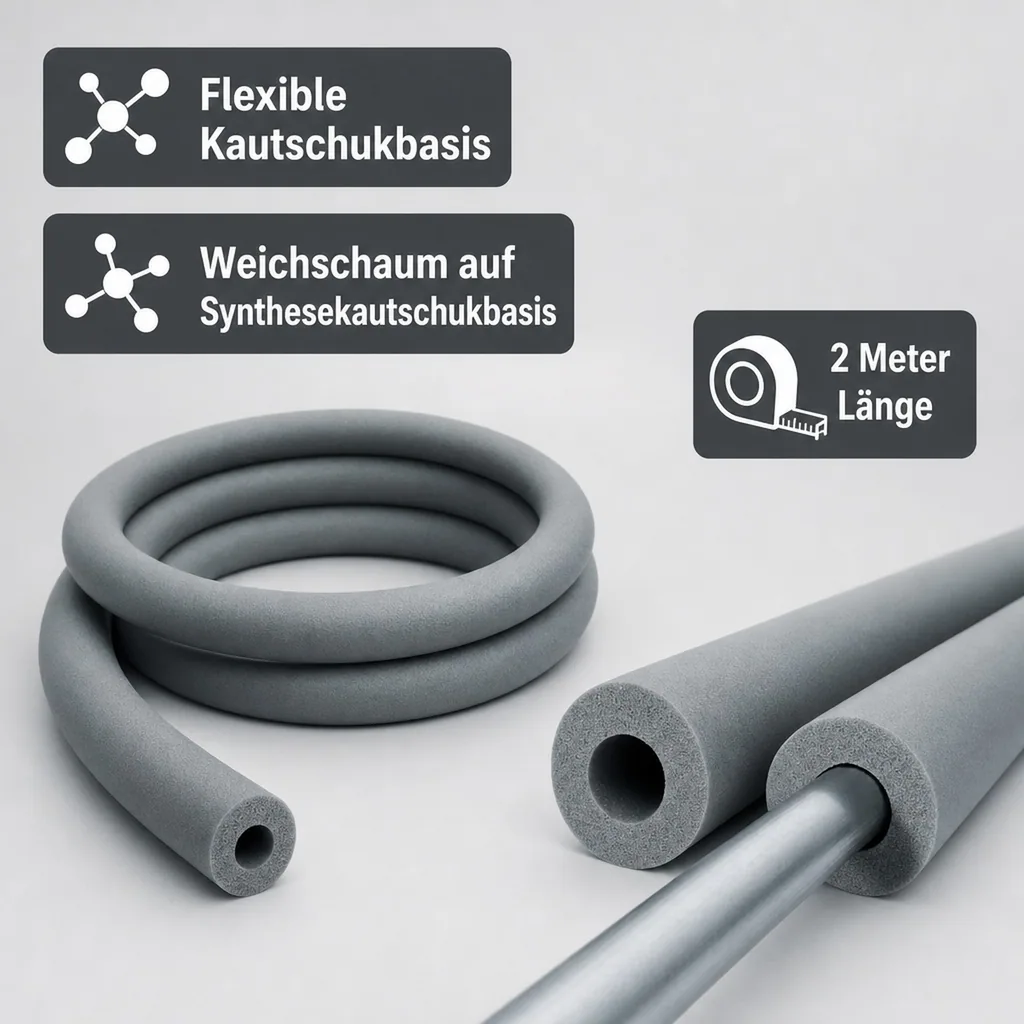 Rohrisolierung, Heizungsrohrisolierung 60mm, 2m, Kautschukisolierung, GEG