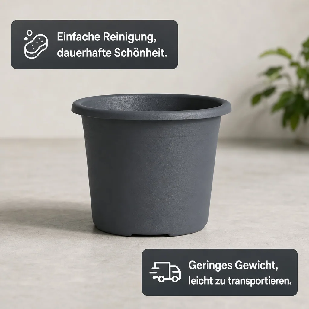 Blumentopf, Pflanztopf CYLINDRO, anthrazit, ca. 20cm, 3 Liter