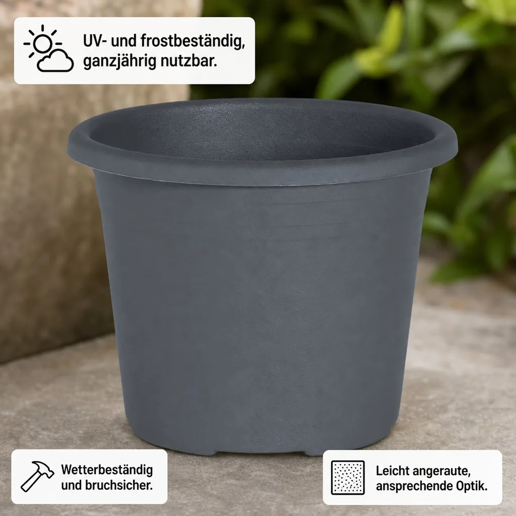 Blumentopf, Pflanztopf CYLINDRO, anthrazit, ca. 20cm, 3 Liter