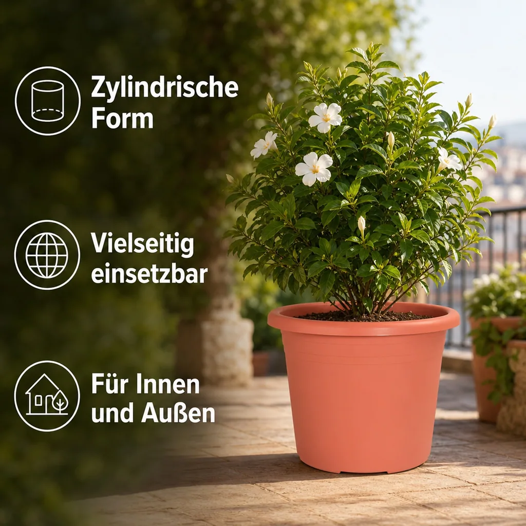 Blumentopf 60 cm terracotta, großer Pflanztopf, zylindrisch, 72 Liter