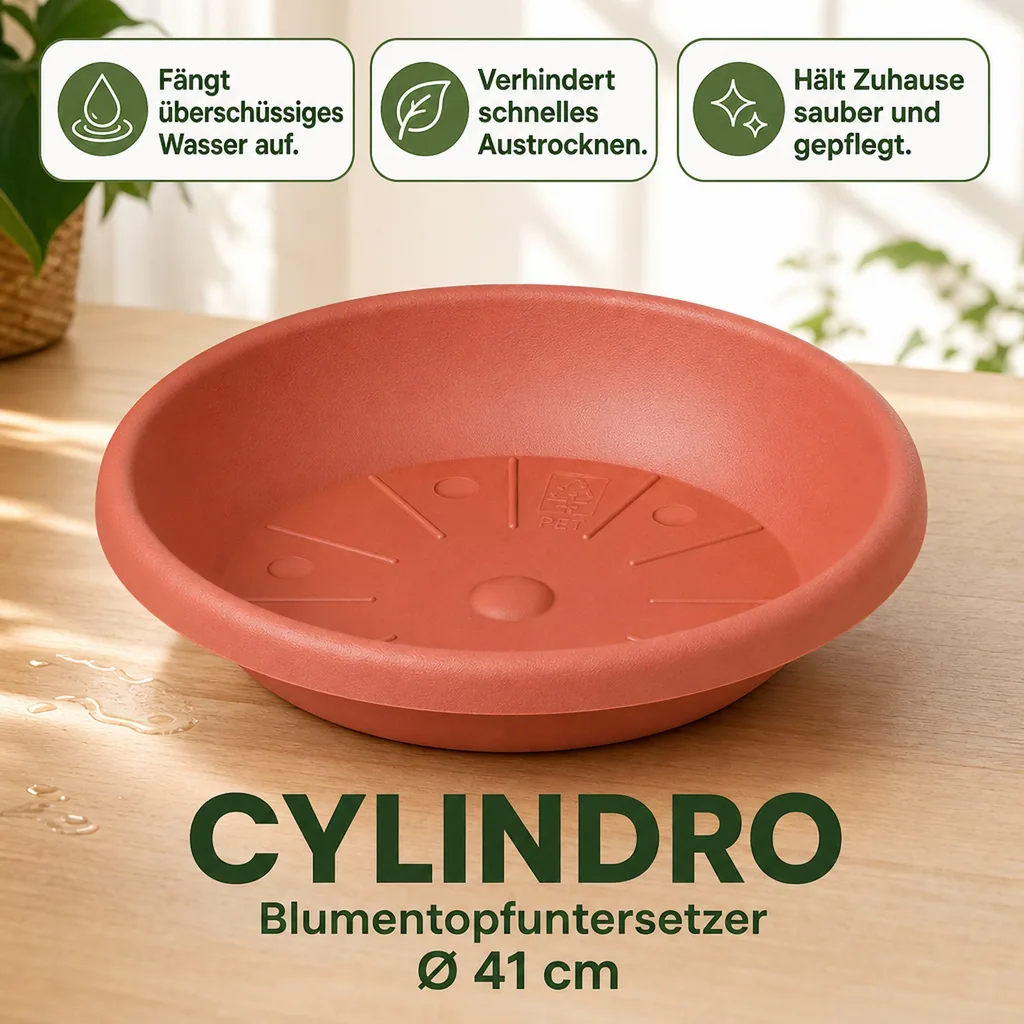 Blumentopfuntersetzer, Untersetzer Blumentopf, CYLINDRO, Ø 41 cm, terracotta