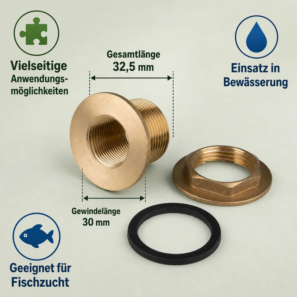 Tank + Regentonnen Durchführung gerade AG 1"x IG3/4"