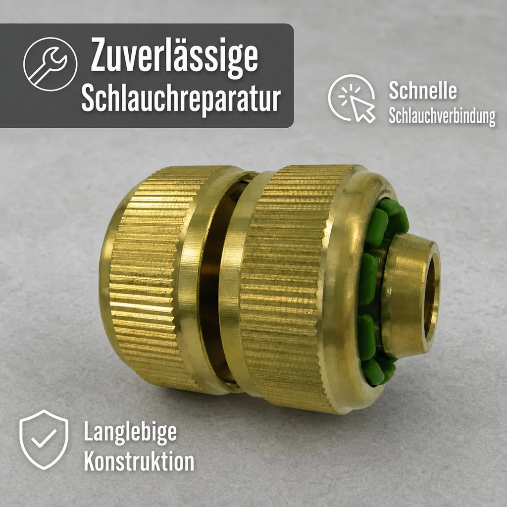 Schlauchverbinder 3/4 Zoll, Messing, Schlauch Reparaturstück