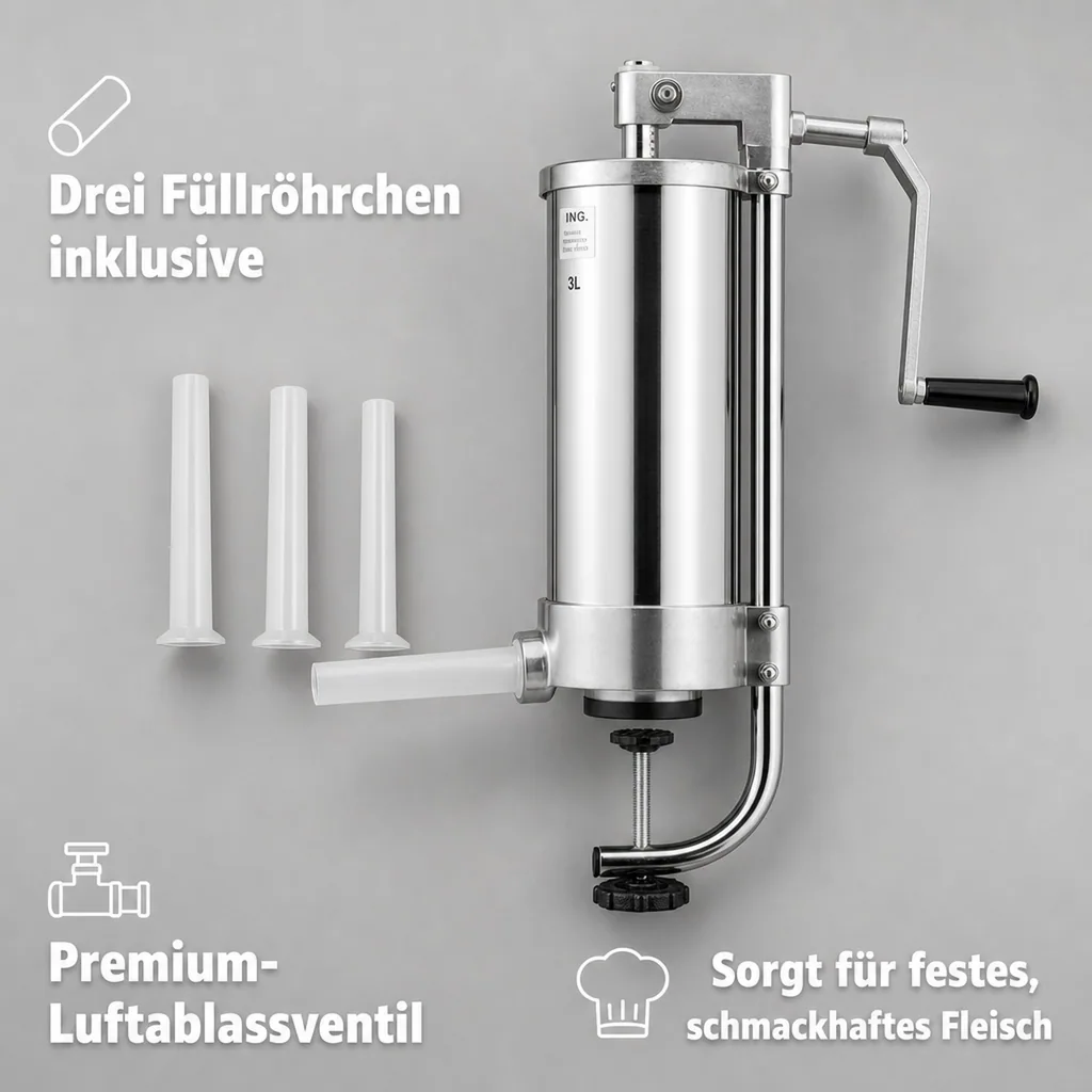 Wurstfüller, Wurstfüllmaschine, Wurstpresse - 3L, Manueller