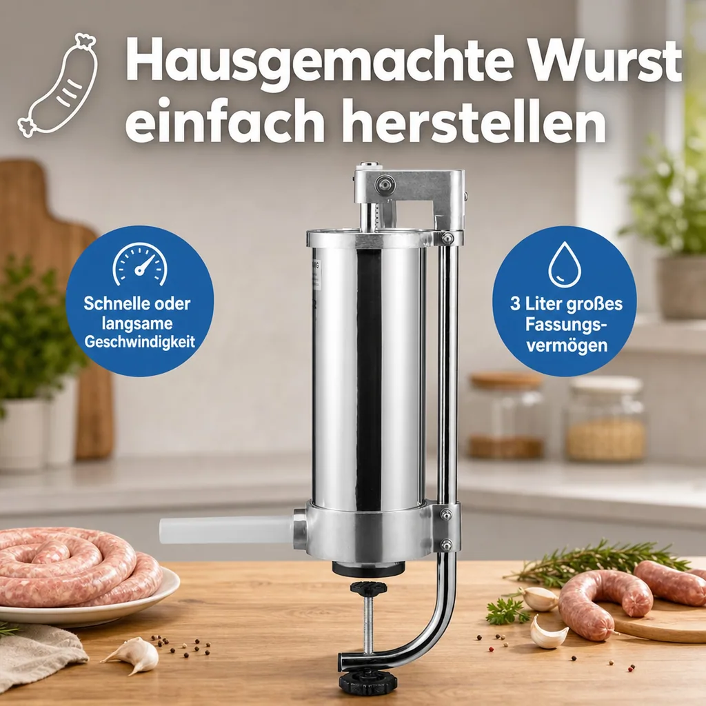 Wurstfüller, Wurstfüllmaschine, Wurstpresse - 3L, Manueller