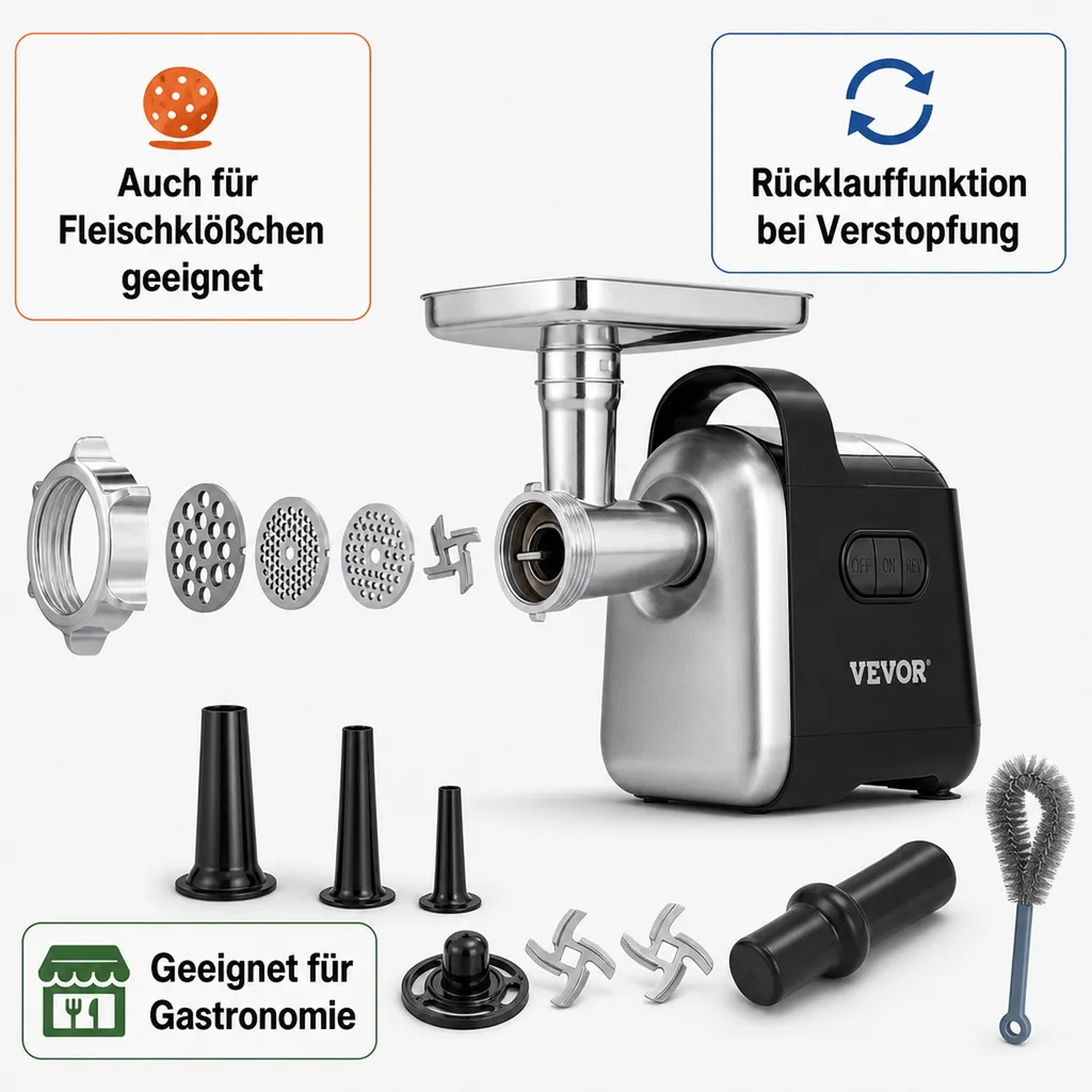Fleischwolf, Fleischmaschine 550W - 3 kg/Minute Hackfleisch, Elektrisch