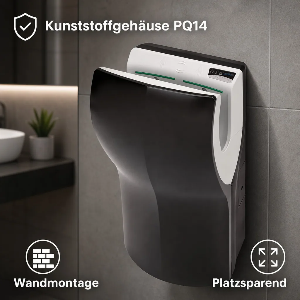 Händetrockner automatisch - Hands-in-Prinzip, Kunststoff PQ14, Farbe: schwarz