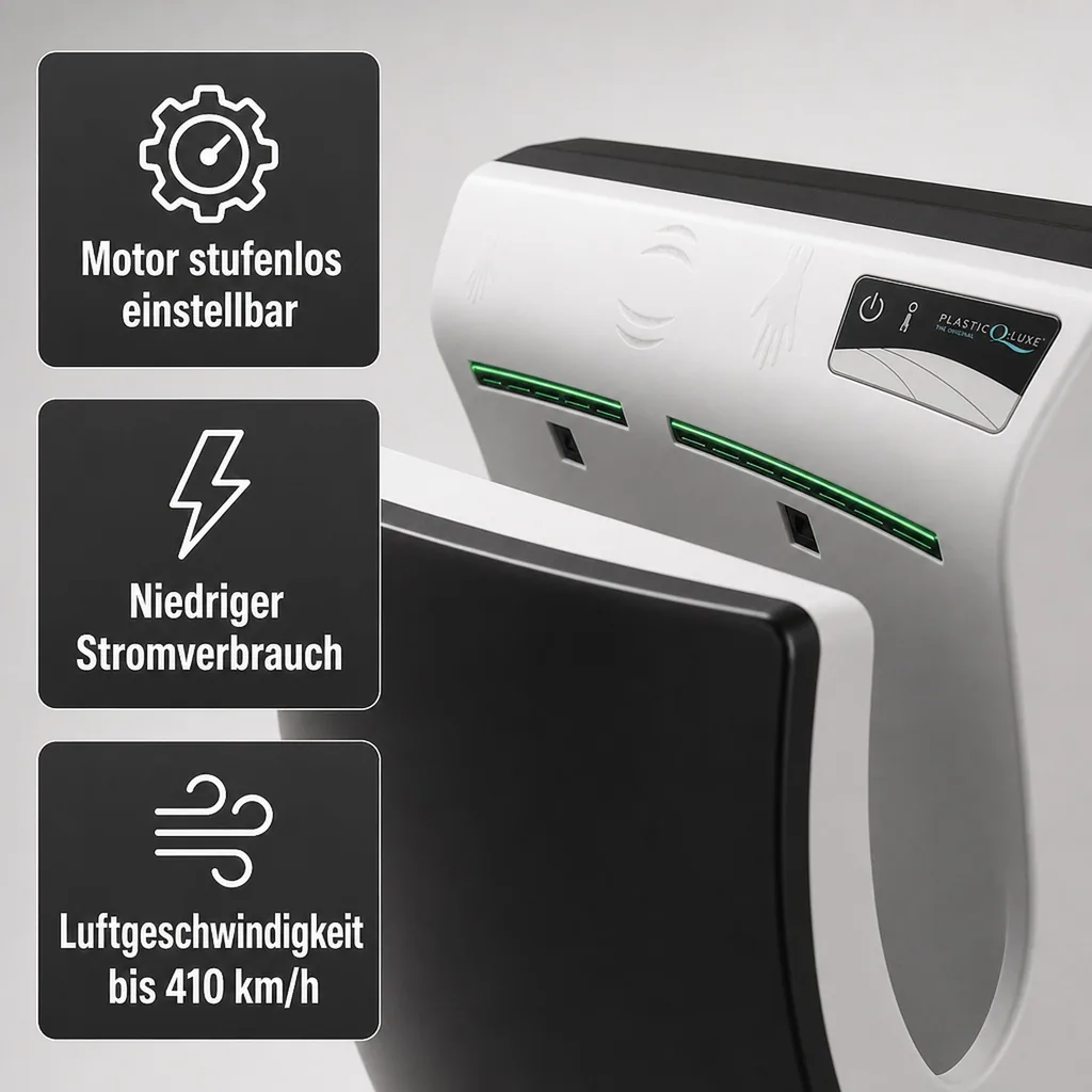 Händetrockner automatisch - Hands-in-Prinzip, Kunststoff PQ14, Farbe: schwarz