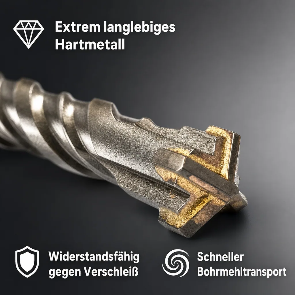 SDS Plus Hammerbohrer, 10mm, 310mm, 4-Schneider, Beton, Stein