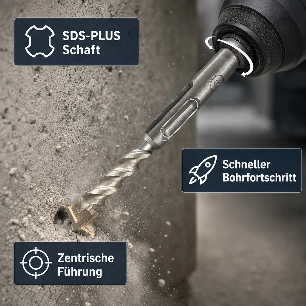 SDS Plus Hammerbohrer 20mm, Betonbohrer, Steinbohrer, 4-Schneider