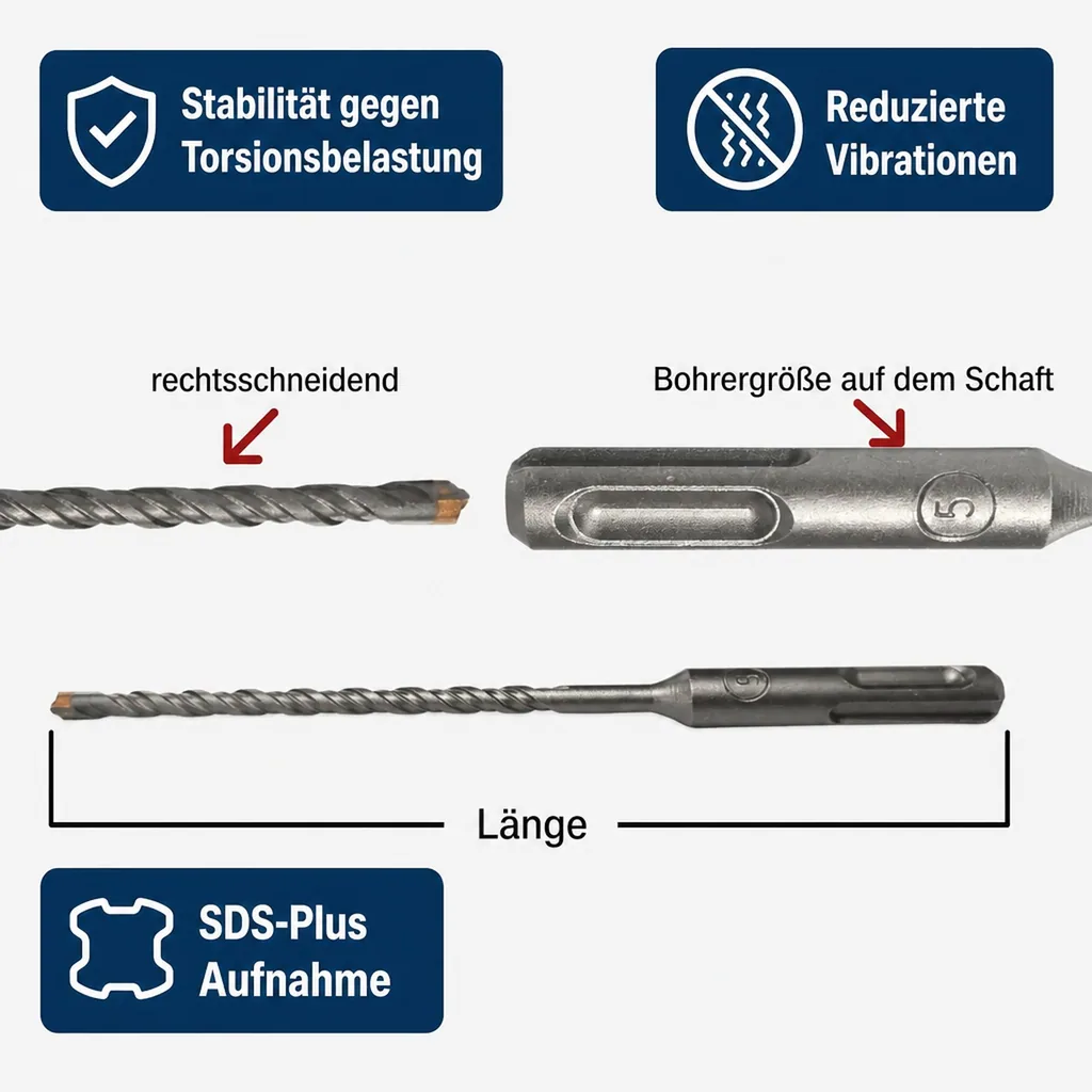 Hammerbohrer SDS Plus, 20mm, Betonbohrer, 4-Schneider, 310mm lang