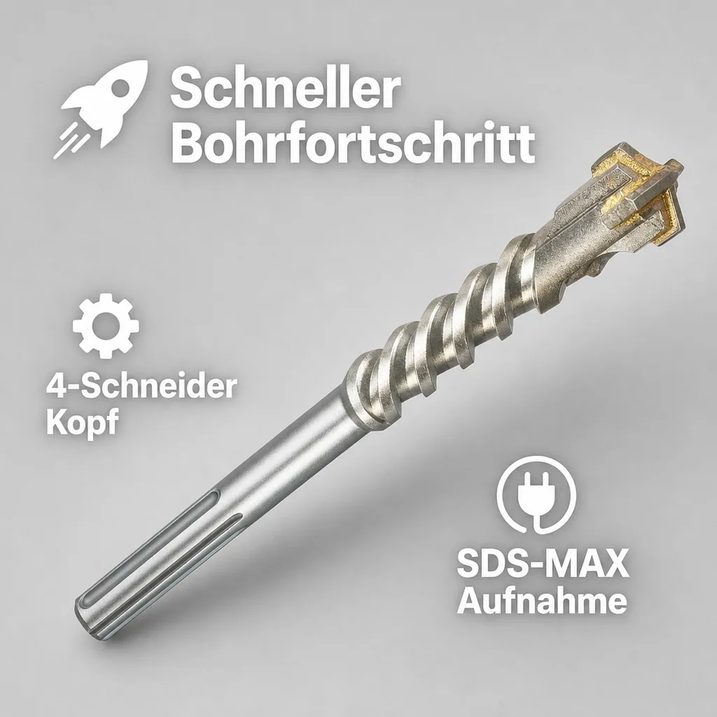 SDS Max Bohrer, Hammerbohrer, 26mm, 4 Schneider, Betonbohrer