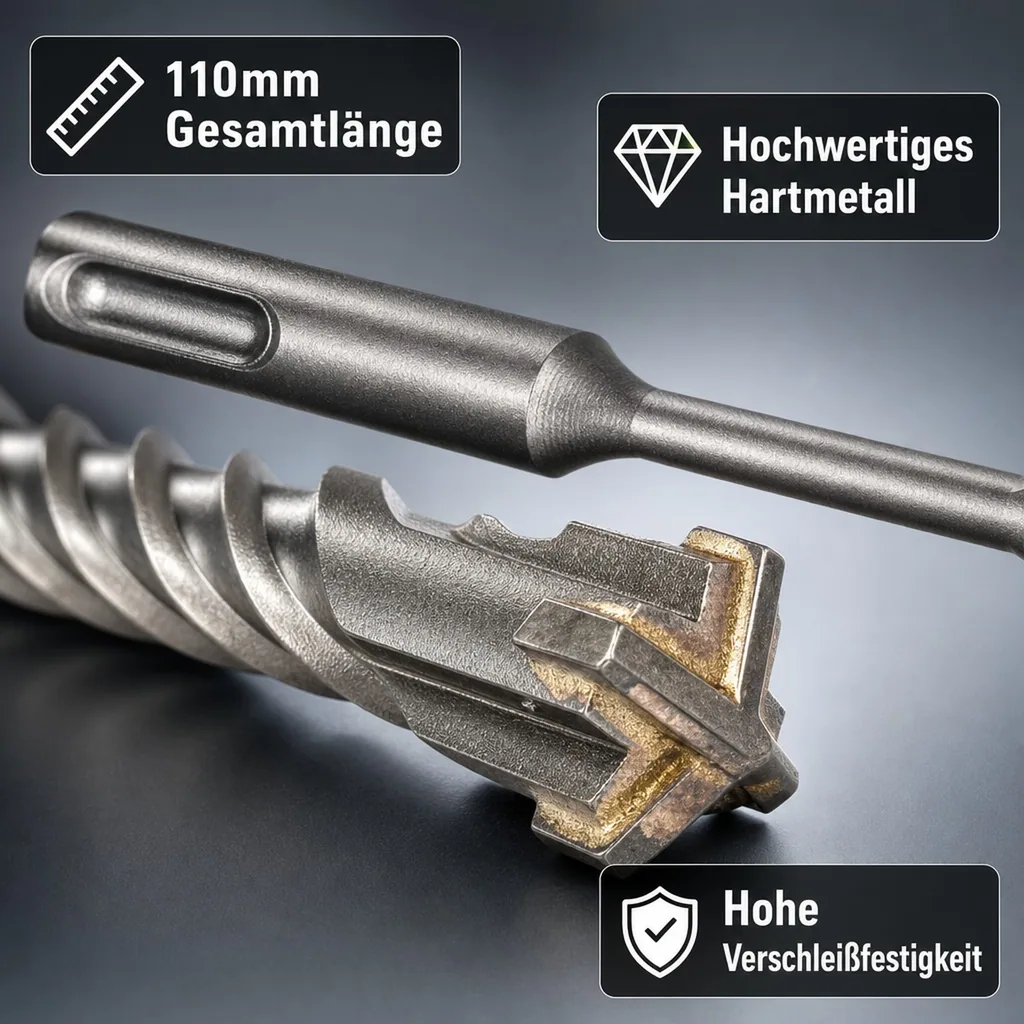 Hammerbohrer SDS-Plus 6mm, 4 Schneider, 110mm Länge, Beton, Stein