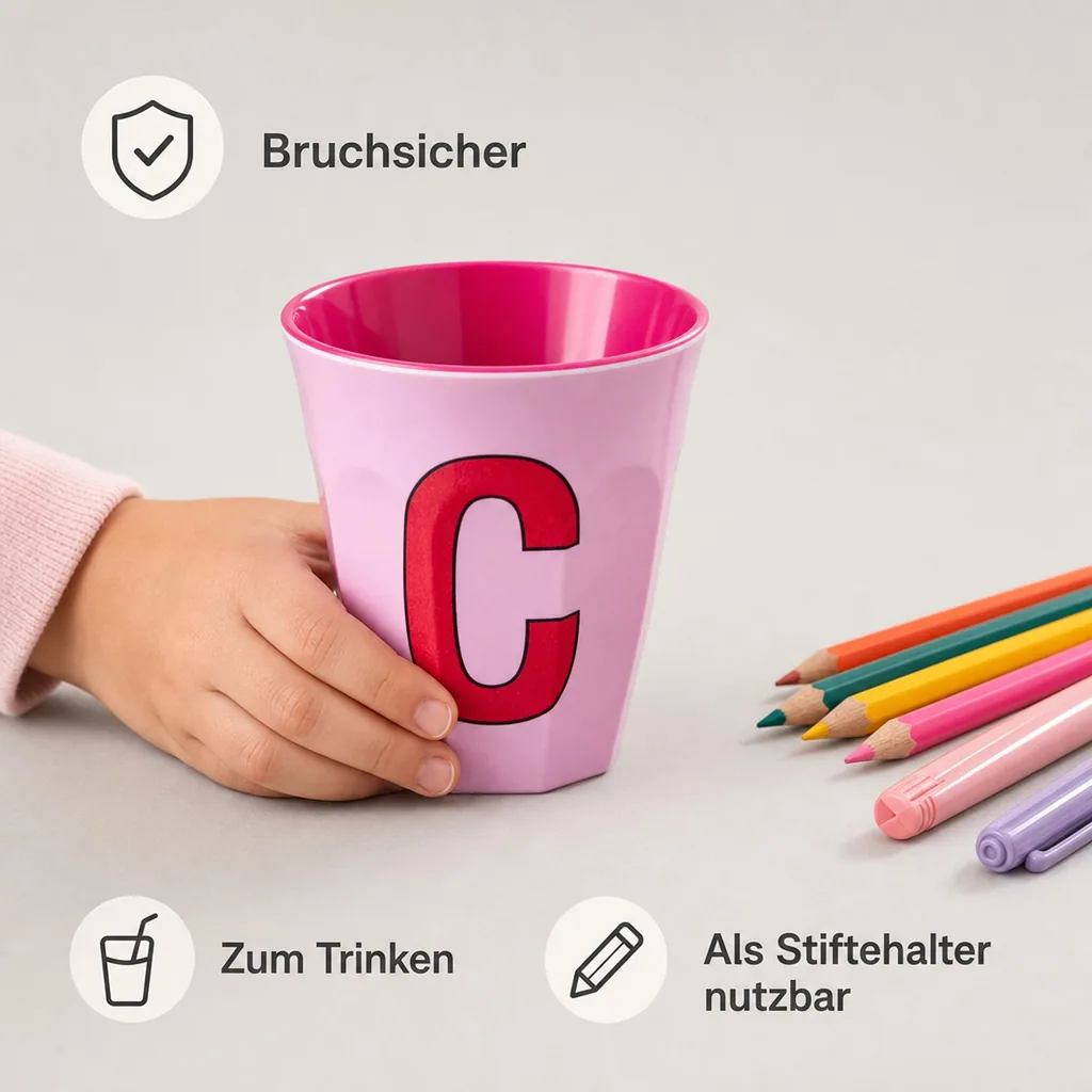 RICE Becher - C, 250 ml, Melamine, Farbe: rosa