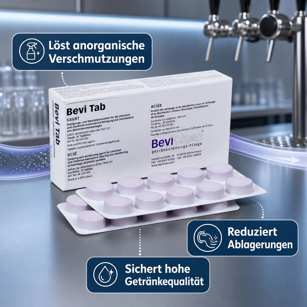 Bevi Tabs Sauer | Reinigungstabletten für Getränkeleitungen | Preis pro Stück