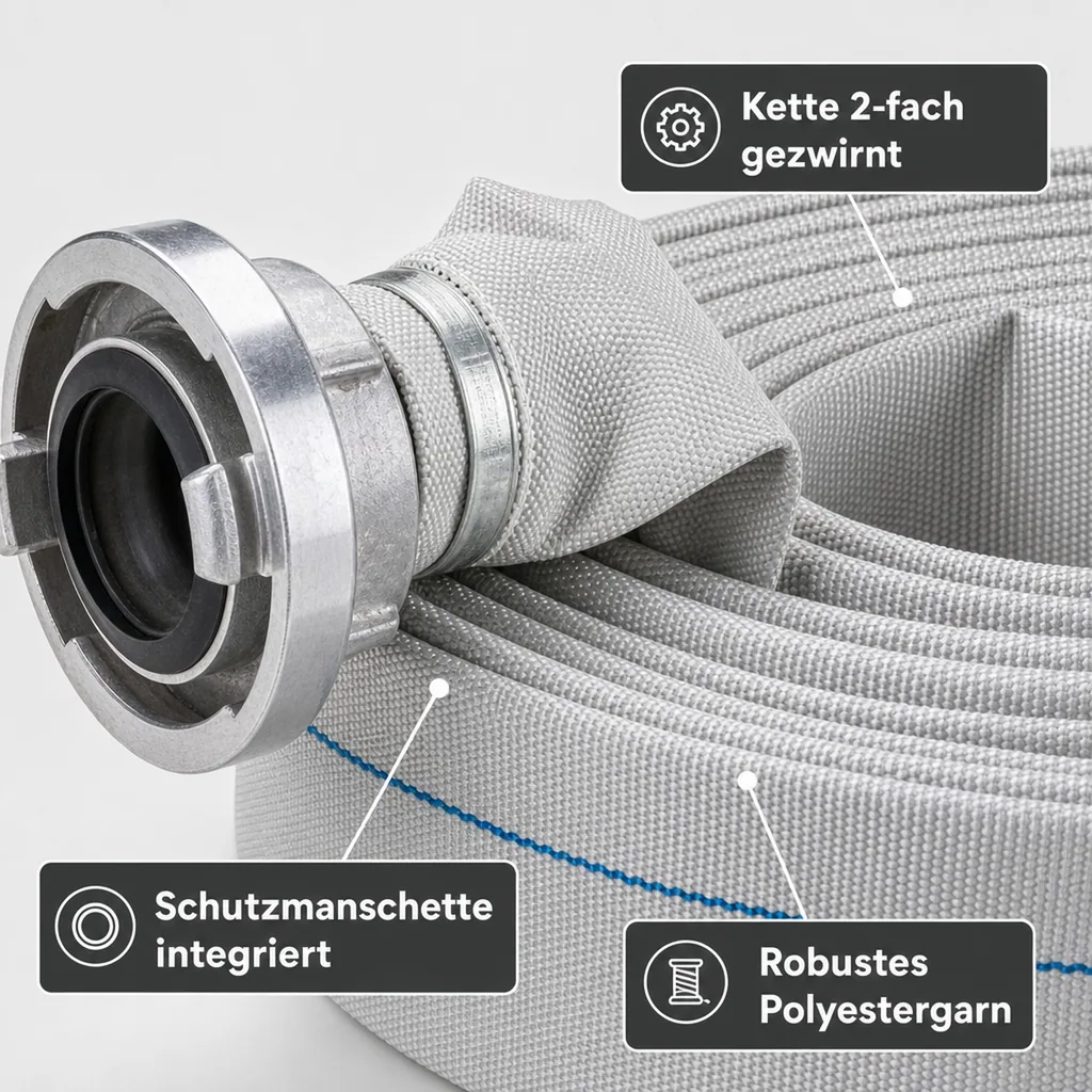 Industrieschlauch 15m, C52 Druckschlauch mit Storz Kupplung