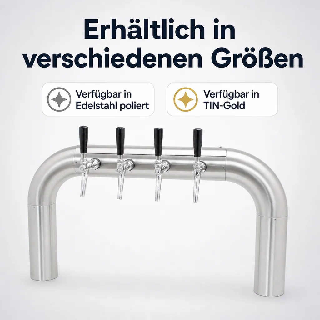 Schanksäule, Bierzapfsäule, Brückenschanksäule - Brück matt-geschliffen, Hahn: 4-leitig
