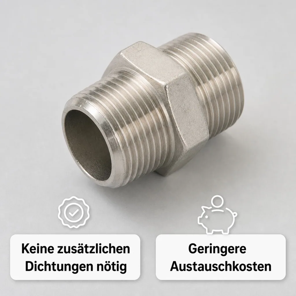Edelstahl Reduziernippel, Gewindefitting Edelstahl, 2" AG x 1 1/2" AG