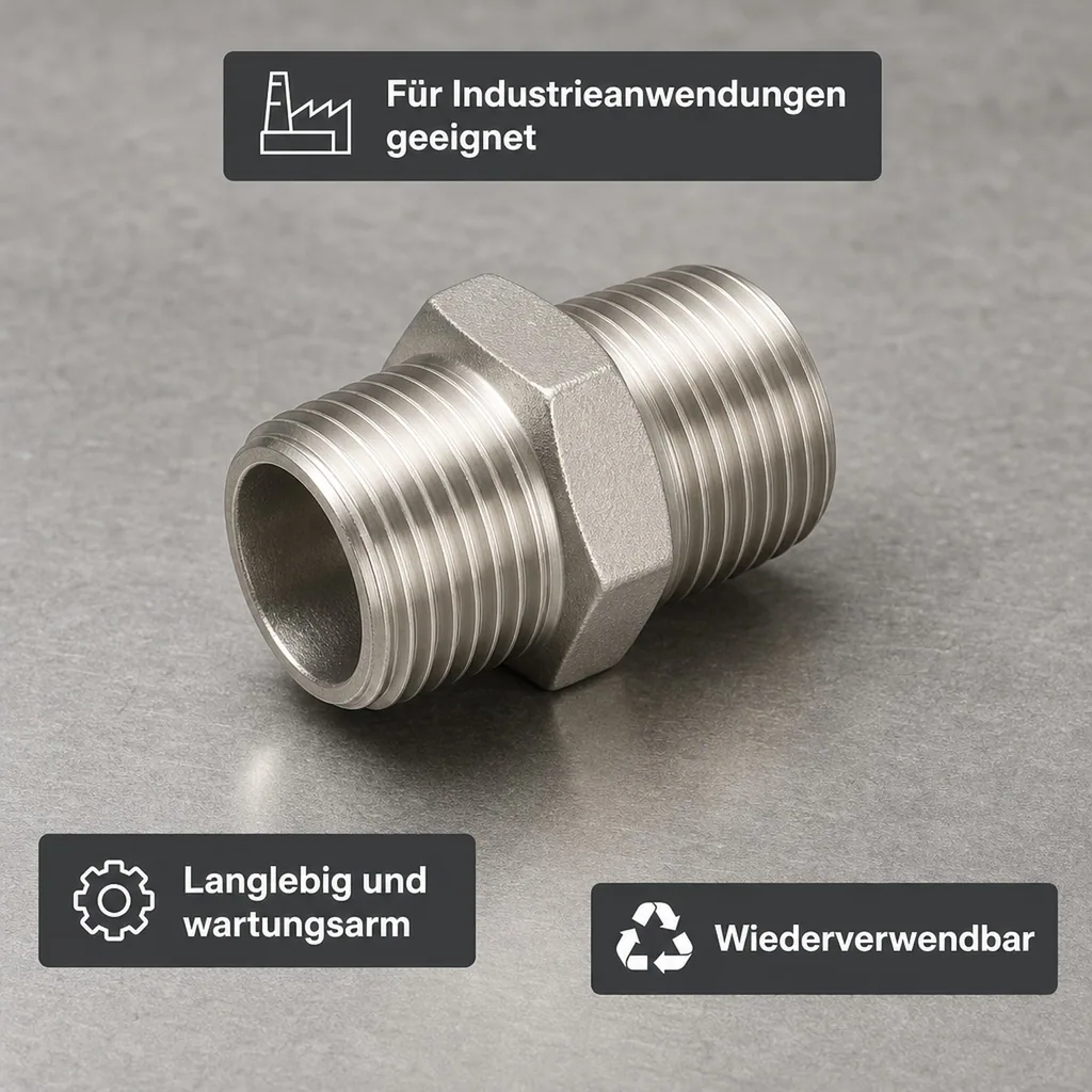 Edelstahl Reduziernippel, Gewindefitting Edelstahl, 2" AG x 1 1/2" AG