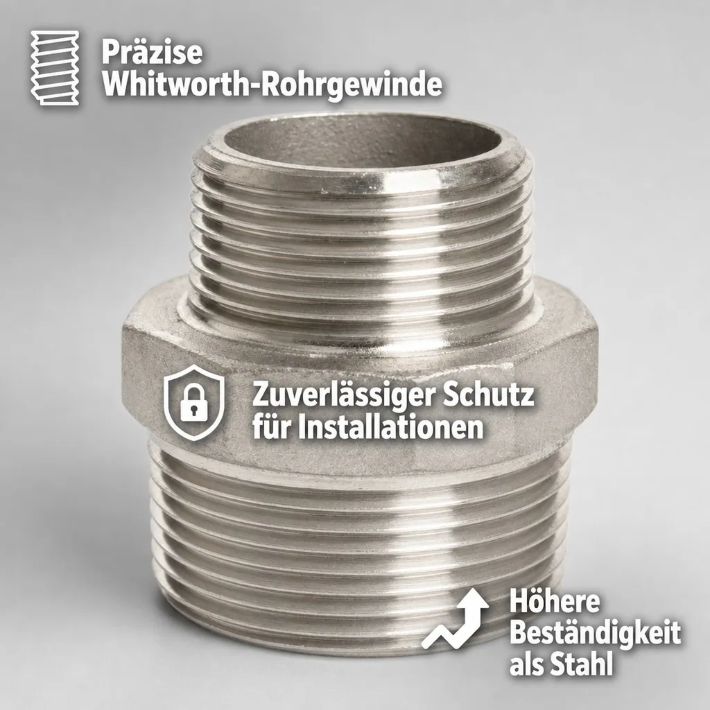 Edelstahl Reduziernippel, Gewindefitting Edelstahl, 2" AG x 1 1/2" AG