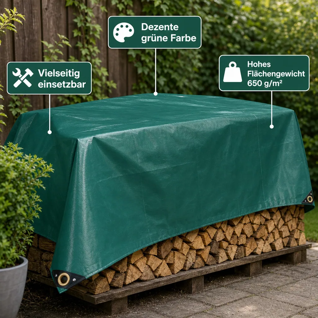 PVC Abdeckplane 650 g/m², grün 2,5 x 4,5m (11,25m²), wasserdicht, reißfest