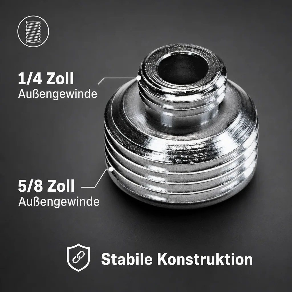 Reduzierstück 1/4”, Gewindegrößen: 1/4“ Außengewinde auf 5/8“ Außengewinde
