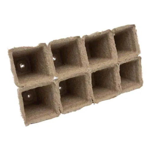 Anzuchtplatten, kompostierbare Anzuchttöpfe, 8 eckige Töpfe