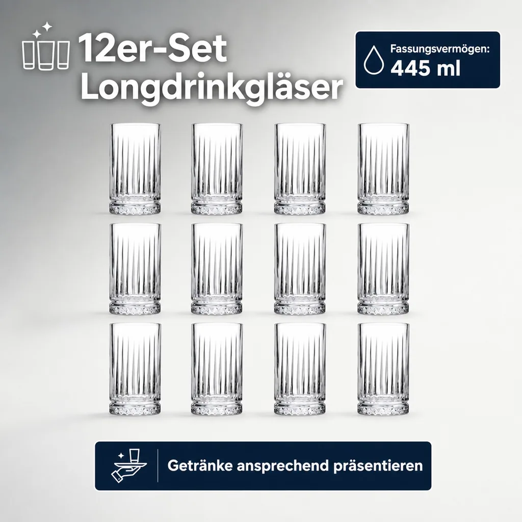 Longdrinkgläser, Trinkgläse - 12er-Set - Elysia, 445 ml