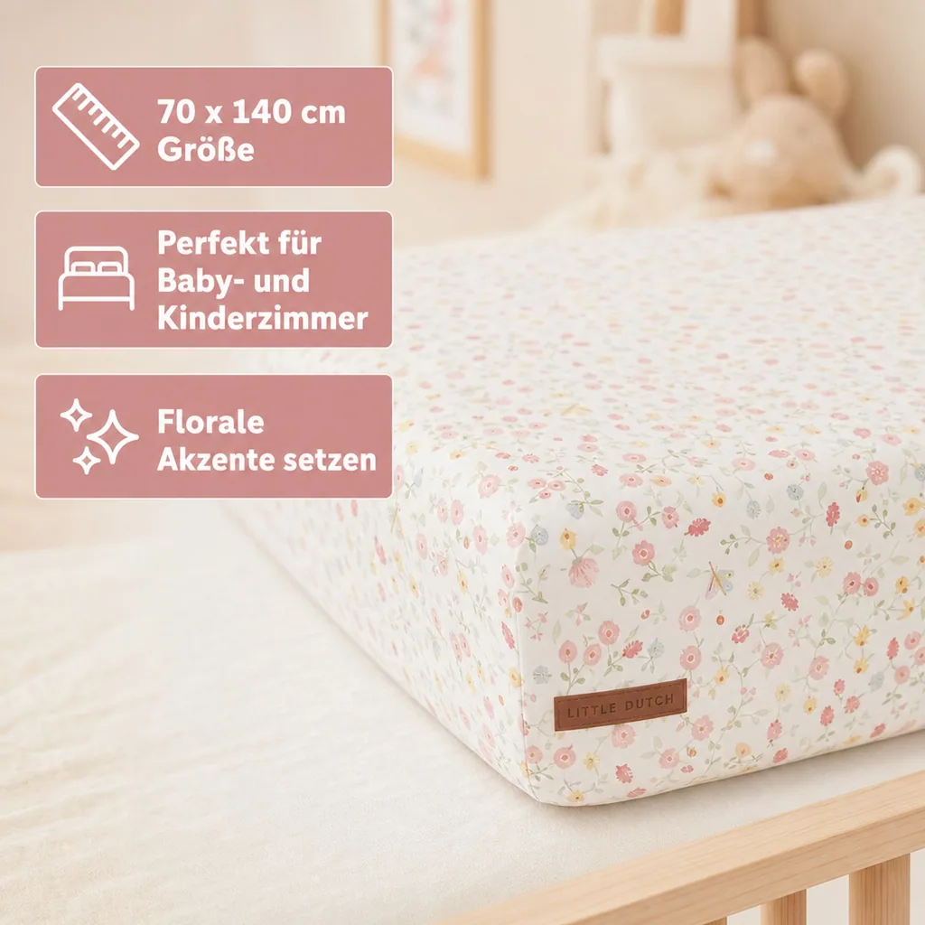 Little Dutch Bettlaken Babybett 70x140 "Flowers & Butterflies"