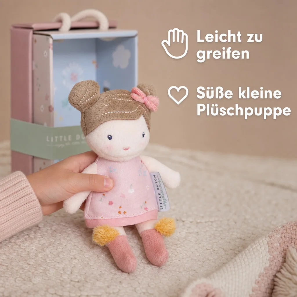 Little Dutch Stoffpuppe, Kuschelpuppe - Rosa, 10 cm