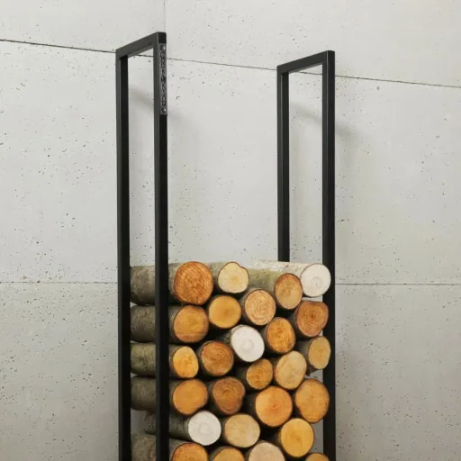 Kaminholzregal Stahl, 120x40x20cm, Wandregal, Brennholzregal