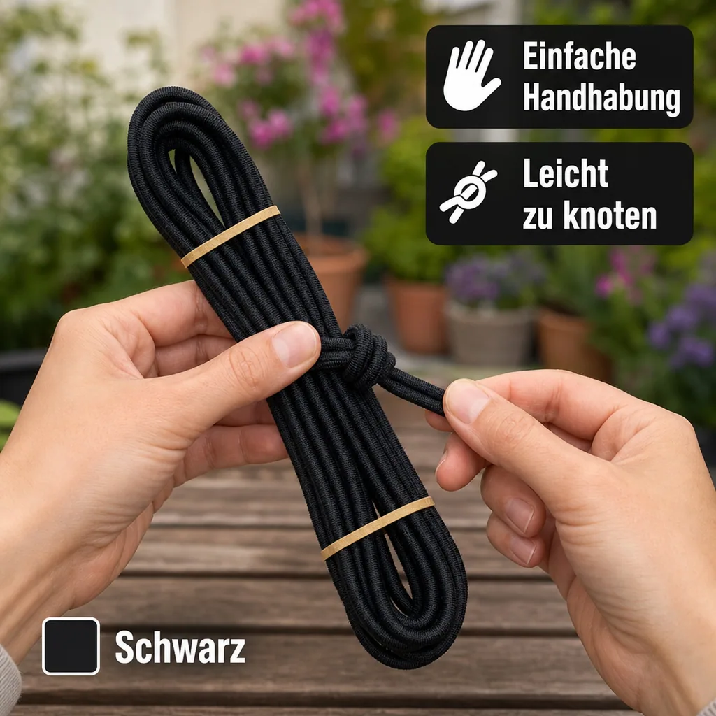 Expanderseil 6mm 10m schwarz, Gummiseil, elastisch