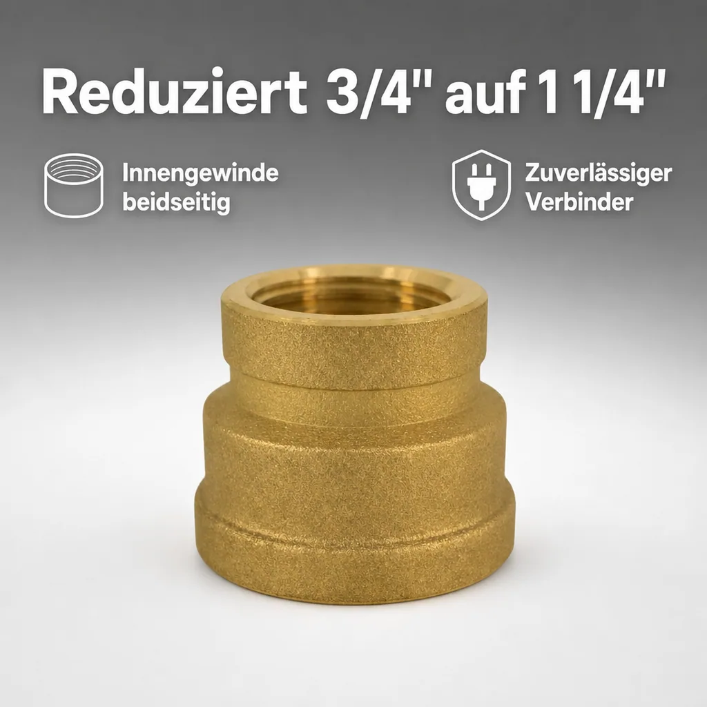 Messing Muffe reduziert, Reduziermuffe, 3/4" IG x 1 1/4" IG