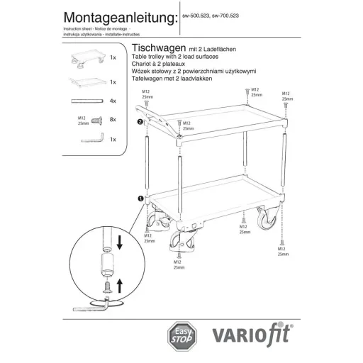 Tischwagen, Etagenwagen, Servierwagen groß, 2 Etagen, 400 kg Traglast
