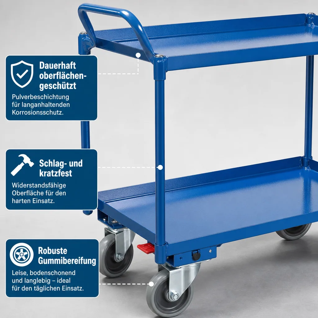 Tischwagen, Etagenwagen, Servierwagen groß, 2 Etagen, 400 kg Traglast