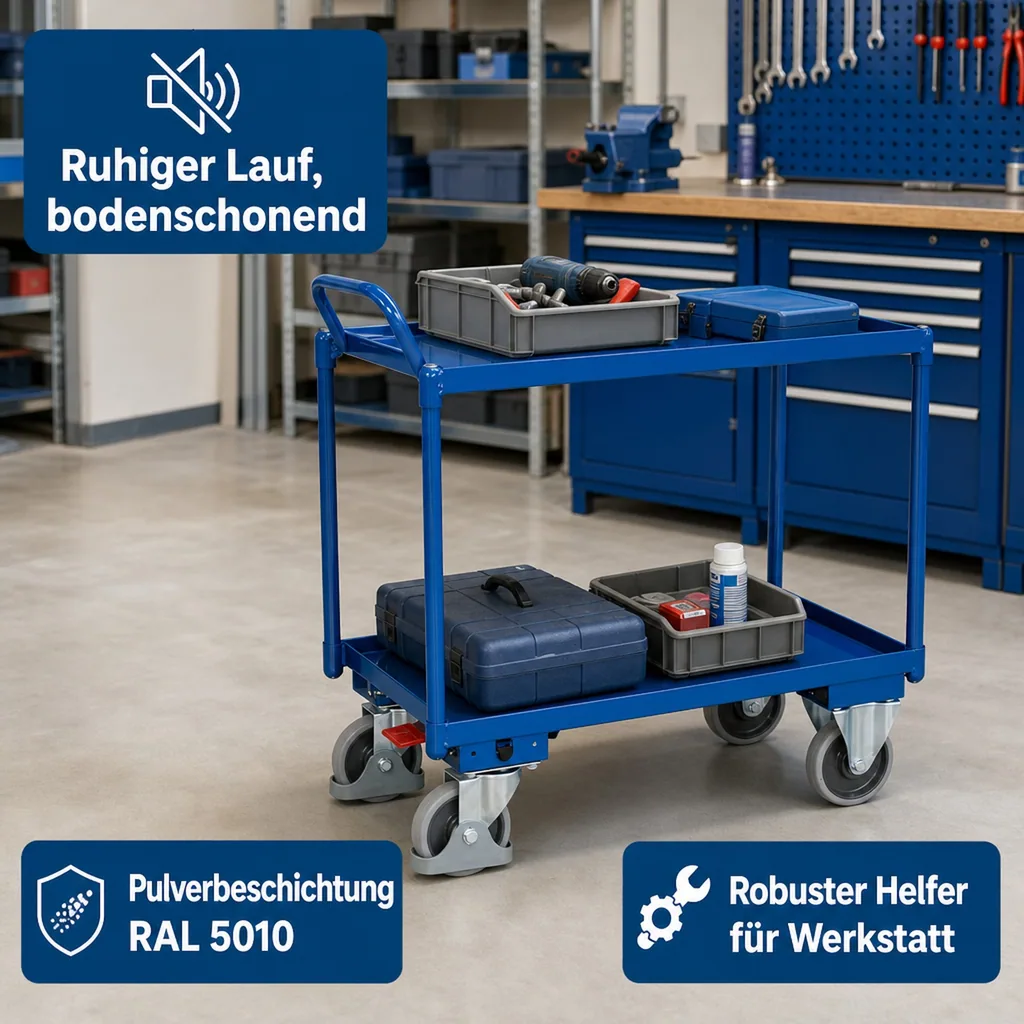 Tischwagen, Etagenwagen, Servierwagen groß, 2 Etagen, 400 kg Traglast