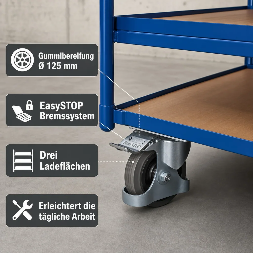 Tischwagen 250 kg, Werkstattwagen mit 3 Ladeflächen, Typ L