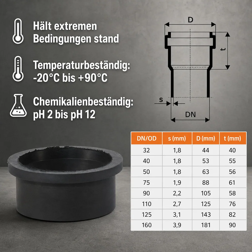 HT Rohr Manschette, Gummimanschette DN40, Abwasserrohr