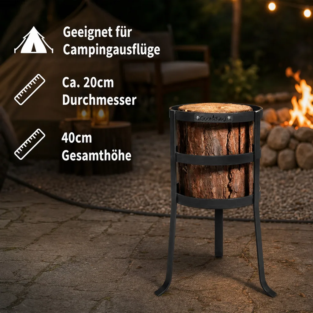 Feuerkorb, Gartenfeuerstelle, für Schwedenfeuer, Malmo Naturstahl