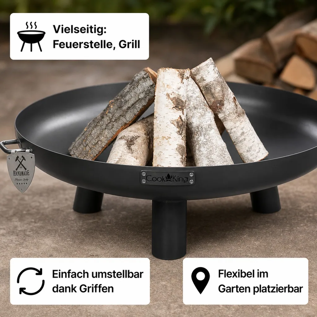 Feuerschale, 80 cm, Garten, Stahl, Gartengrill, Feuerstelle