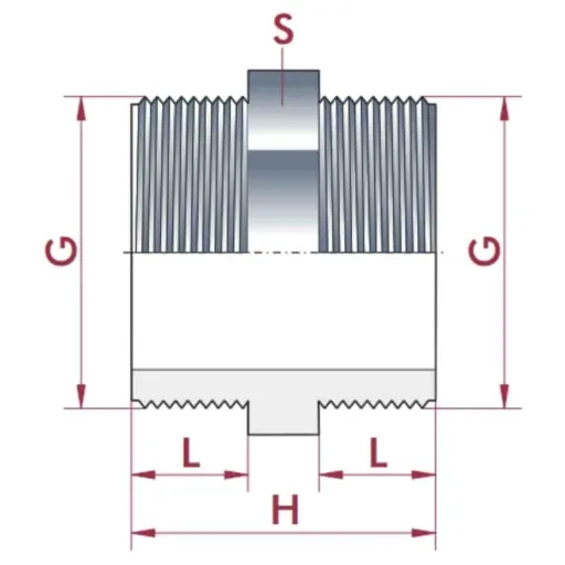 PVC Fitting, PVC Doppelnippel 1", AG x AG, Rohrverbinder